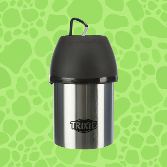 Flasche mit Trinknapf, Edelstahl/Kunststoff